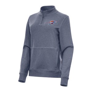 Antigua Stunning Oklahoma City Thunder Women's Heather Navy Crush Quarter Zip Fleece Sweatshirt Be the first! Order this trendy jersey ahead of the crowd.