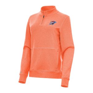 Antigua Oklahoma City Thunder Women's Heather Orange Crush Quarter Zip Delightful Fleece Sweatshirt Unbeatable style! Get this stylish jersey now.