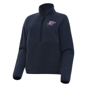 Antigua Oklahoma City Thunder Women's Navy Figure Half Zip Pullover Sweatshirt Superb Flash sale! Snag this great jersey at a discounted price.