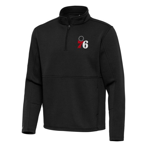 Antigua Philadelphia 76ers Black Twist Quarter Zip Impressive Pullover Top Authentic look! Wear this genuine jersey.