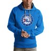 Antigua Philadelphia 76ers Blue Team Logo Victory Pullover Admirable Hoodie Customizable! Personalize this great jersey.