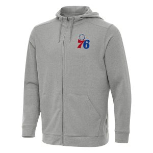 Antigua Philadelphia Enchanting 76ers Heather Gray Effortless Full Zip Hoodie Jacket Authentic look! Wear this genuine jersey.
