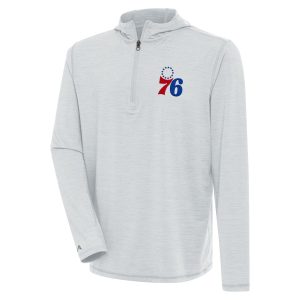 Antigua Philadelphia 76ers Heather Gray Tidy Quarter Zip Lightweight Elegant Pullover Top Gift idea! Surprise a sports fan with this amazing jersey.