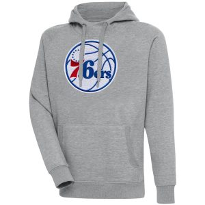 Antigua Philadelphia 76ers Heather Gray Fabulous Victory Pullover Hoodie Collectors