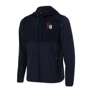 Antigua Philadelphia 76ers Navy Sway Full Stylish Zip Hoodie Jacket Best - selling! Order this popular jersey before it's out of stock.