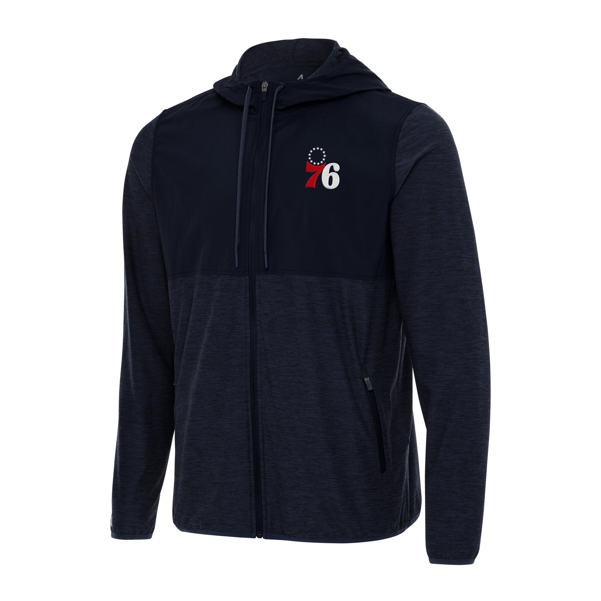 Antigua Philadelphia 76ers Navy Sway Full Stylish Zip Hoodie Jacket Best - selling! Order this popular jersey before it's out of stock.
