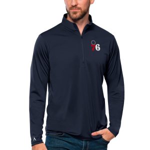 Antigua Alluring Philadelphia 76ers Navy Tribute Quarter Zip Pullover Top Last chance! Grab this awesome jersey before it's gone for good.