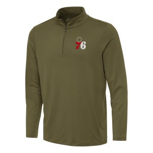 Antigua Unique Philadelphia 76ers Olive Reprocess Quarter Zip Top Show your dedication! Own this special jersey for your team.