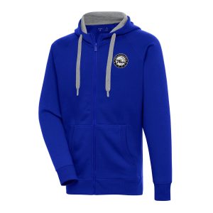 Antigua Philadelphia 76ers Royal Metallic Logo Victory Raglan Full Zip Hoodie Glamorous Celebrate your team! Order this commemorative jersey.