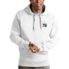 Antigua Philadelphia 76ers White Victory Pullover High - quality Hoodie Stand out from the crowd! Wear this eye - catching jersey.