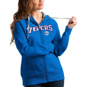 Antigua Philadelphia 76ers Women's Blue Team Exquisite Victory Full Zip Hoodie Upgrade your fan gear! Order this premium jersey today.