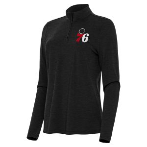 Antigua Philadelphia 76ers Women's Heather Black Bright Alluring Quarter Zip Top Gift idea! Surprise a sports fan with this amazing jersey.