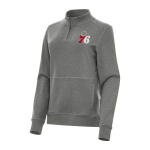 Antigua Philadelphia 76ers Women's Heather Black Refined Crush Quarter Zip Fleece Sweatshirt Perfect fit! Order this comfortable jersey.
