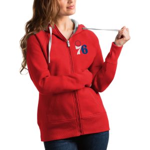 Antigua Distinguished Philadelphia 76ers Women's Red Victory Full Zip Hoodie For the true fans! Secure this authentic jersey now.