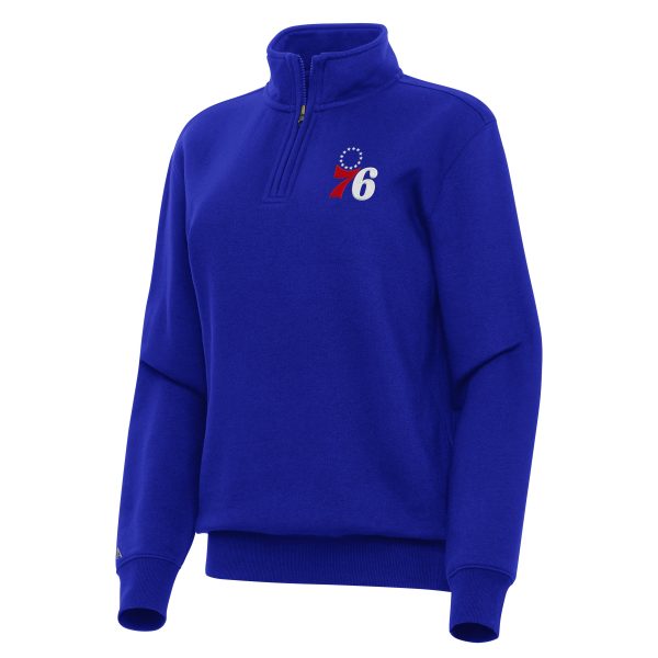 Antigua Classy Philadelphia 76ers Women's Royal Victory Quarter Zip Sweatshirt Limited stock! Be quick and grab this must - have jersey to support your team.