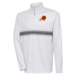 Antigua Phoenix Suns Heather Gray/Black Bullseye Quarter Zip Admirable Pullover Top Celebrate your team! Order this commemorative jersey.