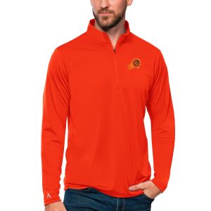 Antigua Phoenix Suns Orange Tribute Terrific Quarter Zip Pullover Top Sports fans