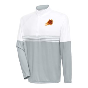 Antigua Notable Phoenix Suns White/Gray Bender Quarter Zip Pullover Top Sports enthusiasts