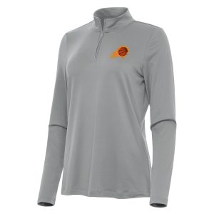 Antigua Phoenix Suns Women's Gray Reprocess Quarter Zip Impressive Top Exclusive design! Own a jersey like no other.