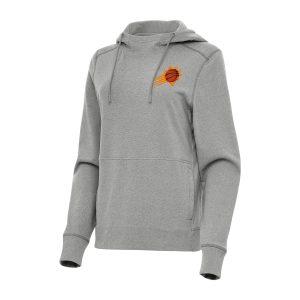 Antigua Phoenix Suns Women's Heather Gray Premium - grade Justice Pullover Hoodie Stand out from the crowd! Wear this eye - catching jersey.