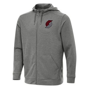 Antigua Portland Trail Blazers Heather Charcoal Captivating Effortless Full Zip Hoodie Jacket Customizable! Personalize this great jersey.