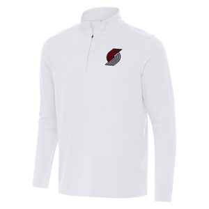 Antigua Portland Trail Blazers White Intent Quarter Zip Top Magnificent Collectors