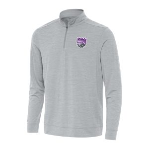 Antigua Sacramento Kings Heather Gray Bright Quarter Phenomenal Zip Top Customizable! Personalize this great jersey.