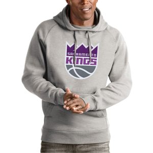 Antigua Sacramento Marvelous Kings Heather Gray Team Logo Victory Pullover Hoodie Don't be left out! Get this stylish jersey and show your team pride.