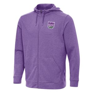Antigua Sacramento Kings Heather Purple Effortless Full Fantastic Zip Hoodie Jacket High - demand item! Order this sought - after jersey immediately.