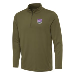 Antigua Classy Sacramento Kings Olive Reprocess Quarter Zip Top Customizable! Personalize this great jersey.