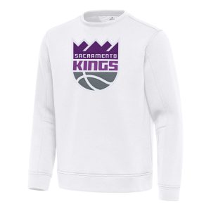 Antigua Captivating Sacramento Kings White Relevant Pullover Sweatshirt Sports fans