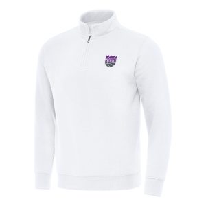 Antigua Sacramento Kings White Victory Quarter Zip Mock Prime Sweatshirt High - demand item! Order this sought - after jersey immediately.