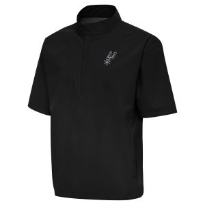 Antigua San Antonio Spurs Fabulous Black Brisk Quarter Zip Windbreaker Collectors