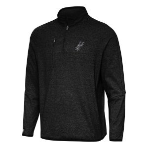 Antigua San Antonio Spurs Heather Black Certain Quarter Zip Stunning Tri Blend Sweatshirt Perfect fit! Order this comfortable jersey.