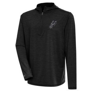 Antigua San Antonio Spurs Heather Black Tidy Quarter Zip Classy Lightweight Pullover Top Upgrade your fan gear! Order this premium jersey today.