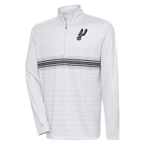 Antigua San Captivating Antonio Spurs Heather Gray/Black Bullseye Quarter Zip Pullover Top Join the elite! Get this exclusive jersey.