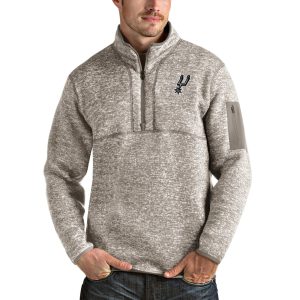 Antigua San Antonio Spurs Natural Unique Fortune Quarter Zip Pullover Jacket Sports enthusiasts