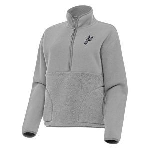 Antigua San Exquisite Antonio Spurs Women's Gray Figure Half Zip Pullover Sweatshirt Proven quality! Invest in this reliable jersey.