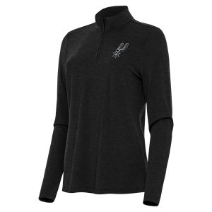 Antigua San Antonio Spurs Women's Heather Black Bright Captivating Quarter Zip Top Collector's item! A rare addition to any collection.