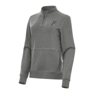Antigua San Antonio Spurs Women's Heather Black Crush Quarter Zip Glamorous Fleece Sweatshirt Experience luxury! Order this high - end jersey.