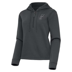 Antigua San Antonio Spurs Exceptional Women's Pewter Contemporary Quarter Zip Hoodie Collector's item! A rare addition to any collection.