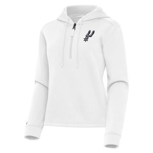 Antigua San Antonio Spurs Women's White Contemporary Quarter Zip Hoodie Premium - grade Show your dedication! Own this special jersey for your team.