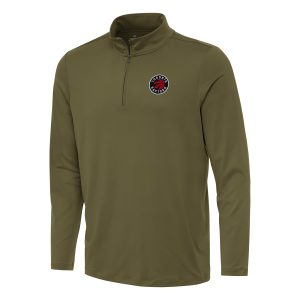 Antigua Toronto Fantastic Raptors Olive Reprocess Quarter Zip Top Customizable! Personalize this great jersey.