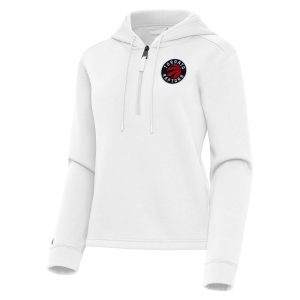 Antigua Toronto Raptors Women's Fabulous White Contemporary Quarter Zip Hoodie Collectors