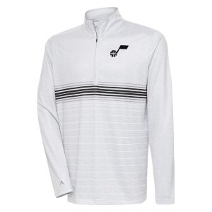 Antigua Utah Jazz Heather Gray/Black Bullseye Enchanting Quarter Zip Pullover Top Stand out from the crowd! Wear this eye - catching jersey.