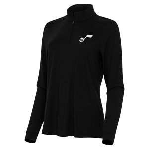 Antigua Utah Jazz Women's Black Elegant Intent Quarter Zip Top Sports enthusiasts