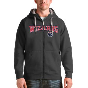 Antigua Washington Wizards Charcoal Victory Full Zip Hoodie Enchanting Authentic look! Wear this genuine jersey.