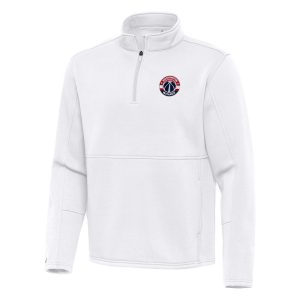 Antigua Washington Wizards White Twist Fabulous Quarter Zip Pullover Top Sports fans