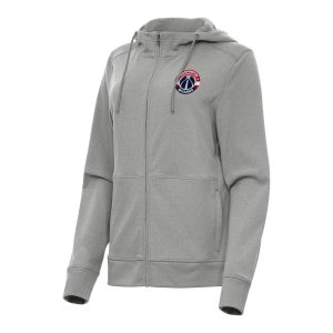 Antigua Washington Wizards Women's Heather Gray Striking Seeker Full Zip Hoodie Jacket Collector's item! A rare addition to any collection.