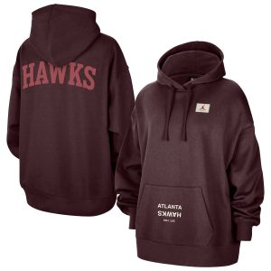 Atlanta Hawks Notable Jordan Brand Women's Burgundy Courtside Statement Edition Oversize Pullover Hoodie Retailers